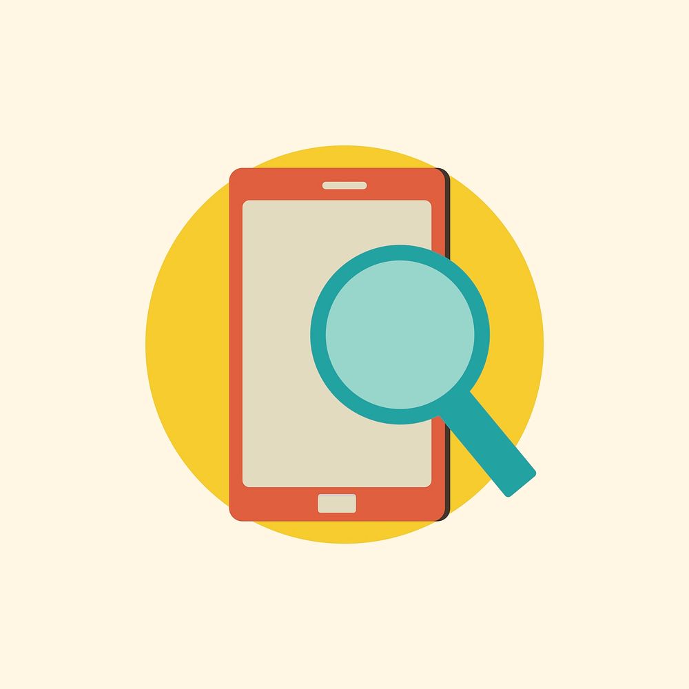 Illustration of search on mobile icon