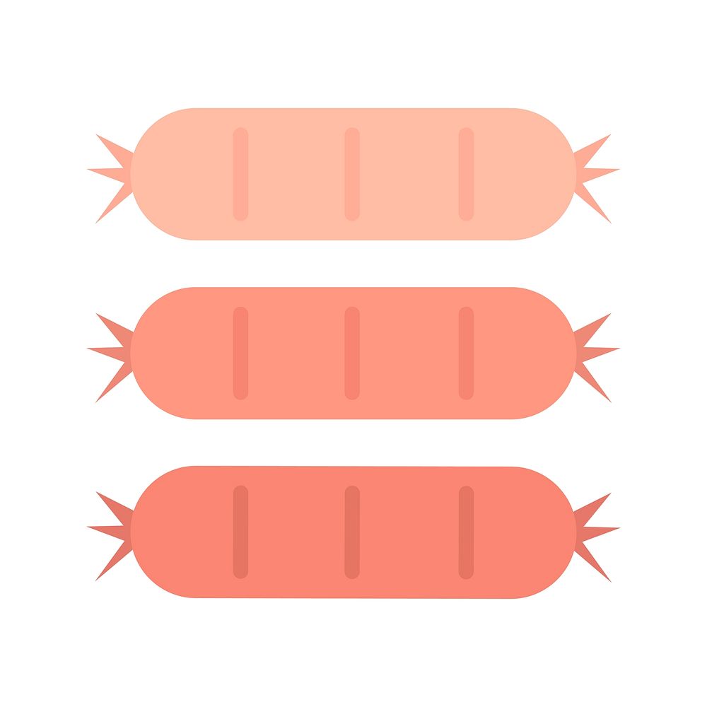 Three tasty sausages graphic illustration