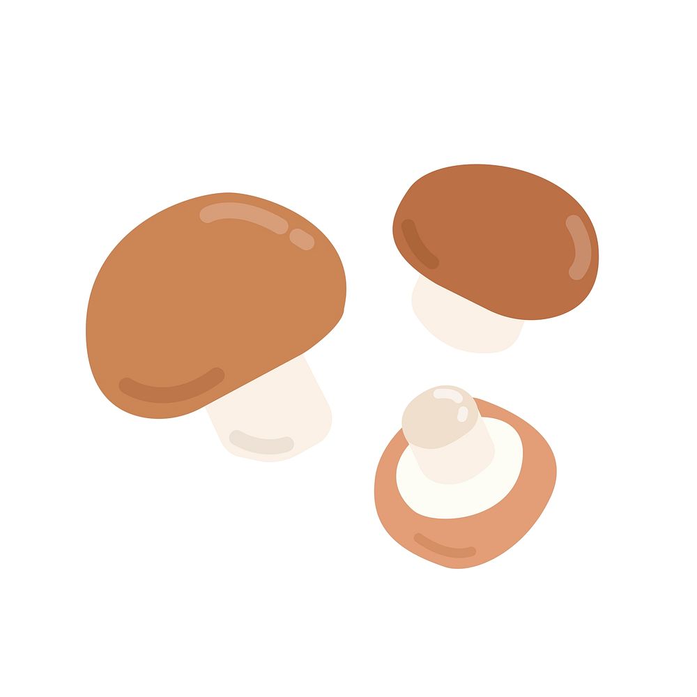 Three brown mushrooms graphic illustration