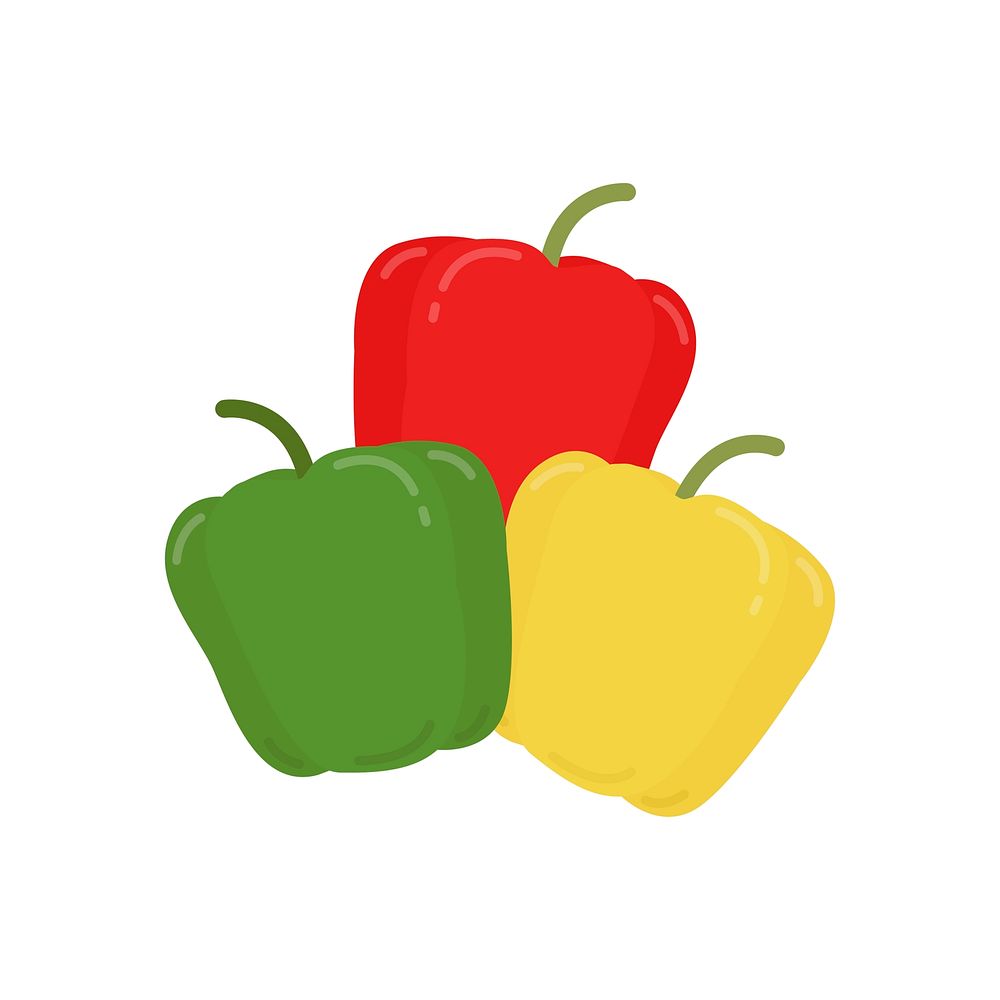 Red green and yellow peppers graphic illustration