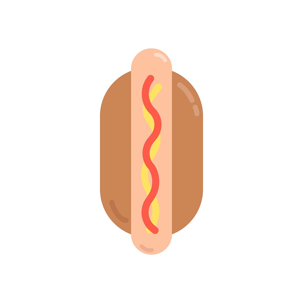 Hotdog in a bun graphic illustration