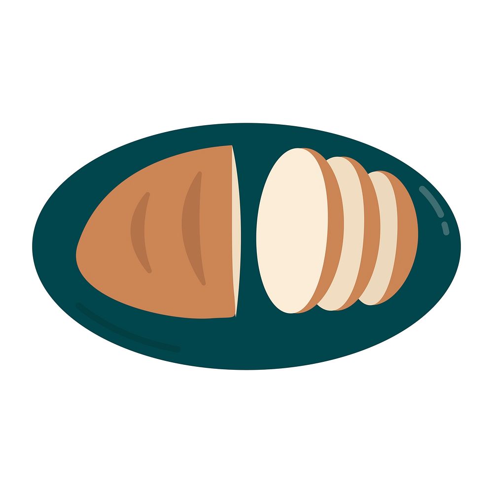 Sliced bread on a plate graphic illustration