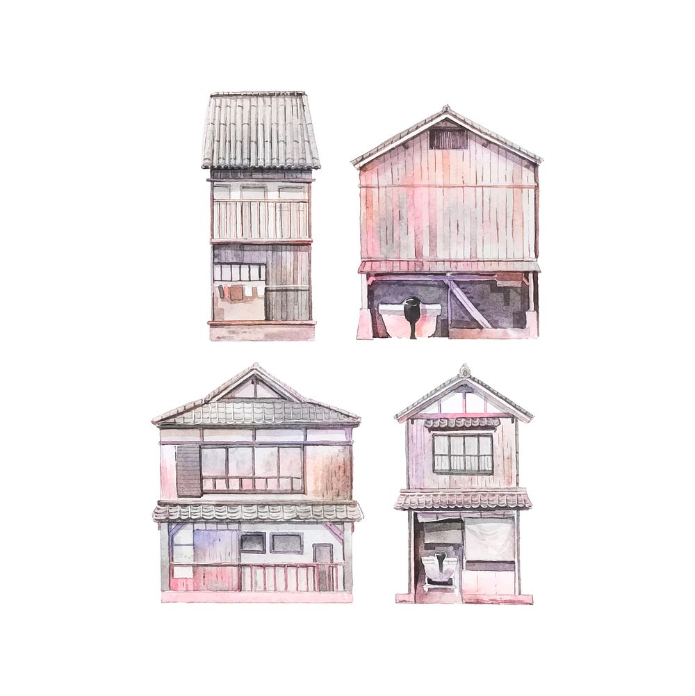 Funaya houses in Kyoto Prefecture Japan vector