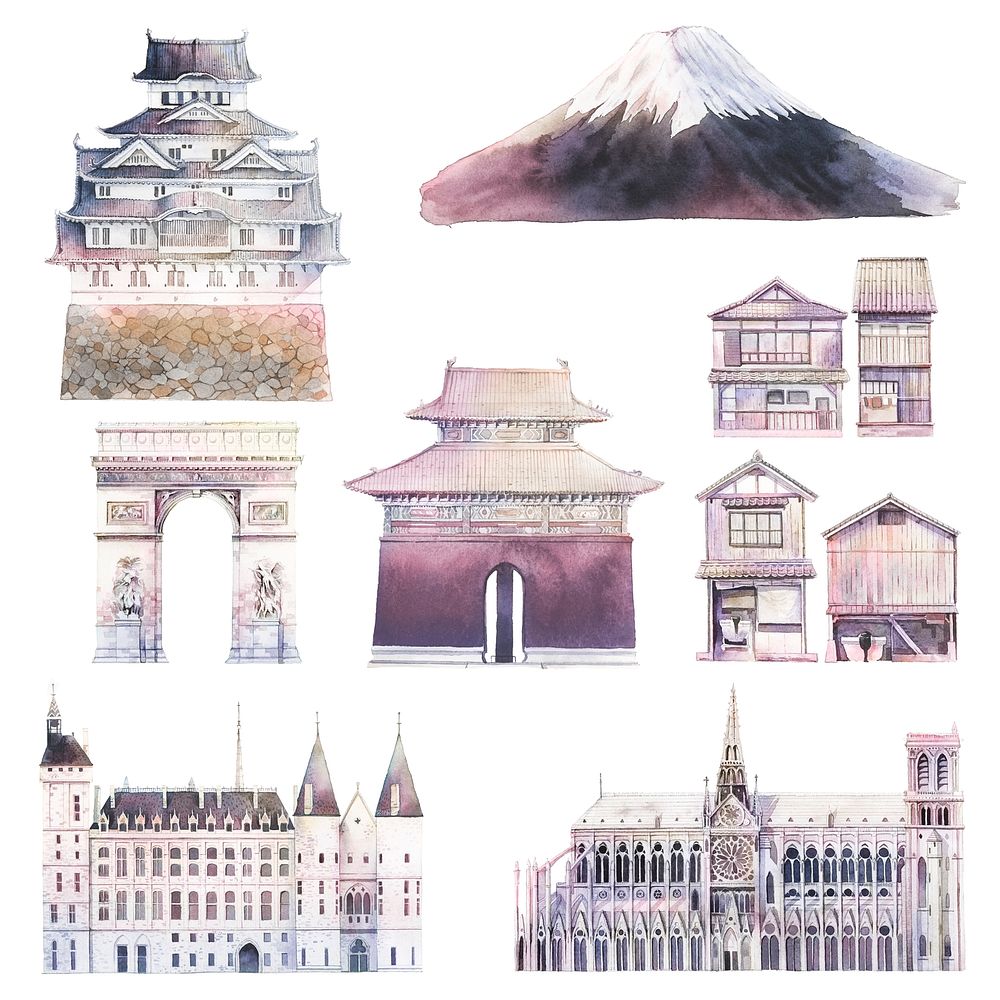 Set of famous landmark vectors