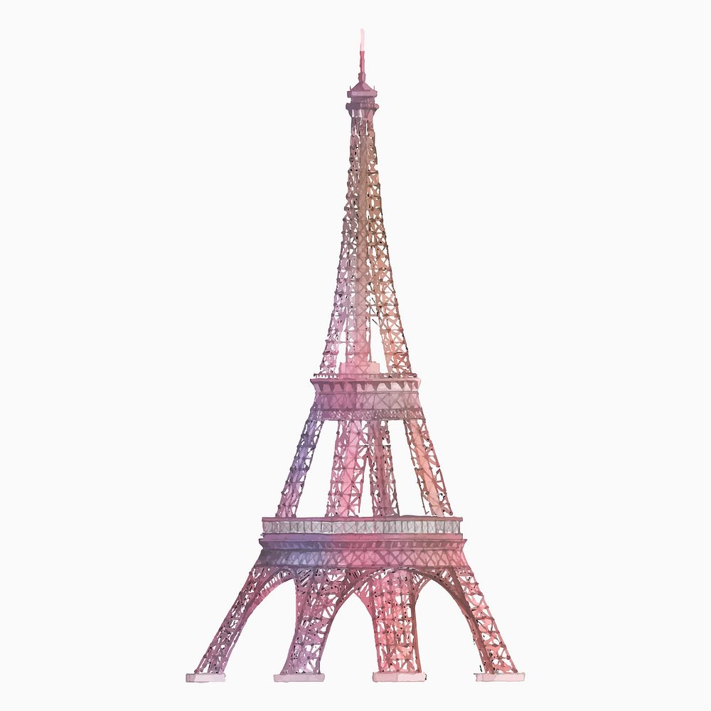 The Eiffel Tower in France watercolor illustration
