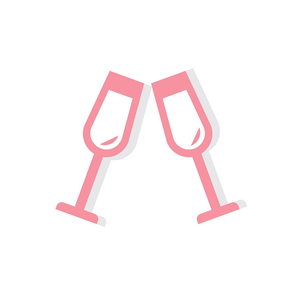 Champagne glasses Valentines day icon