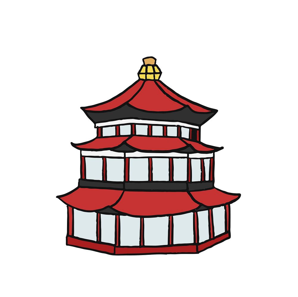 Hand drawn Chinese pagoda ilustration