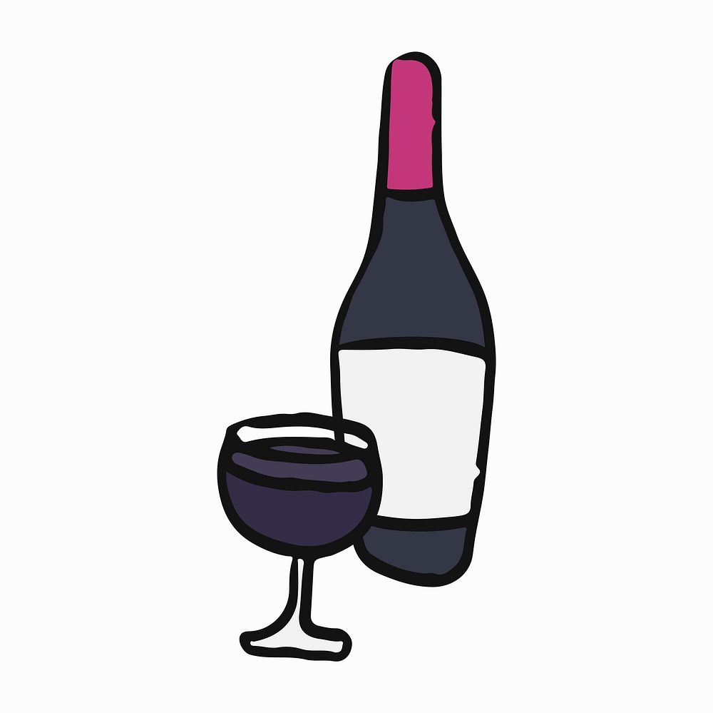 A glass of French red wine illustration
