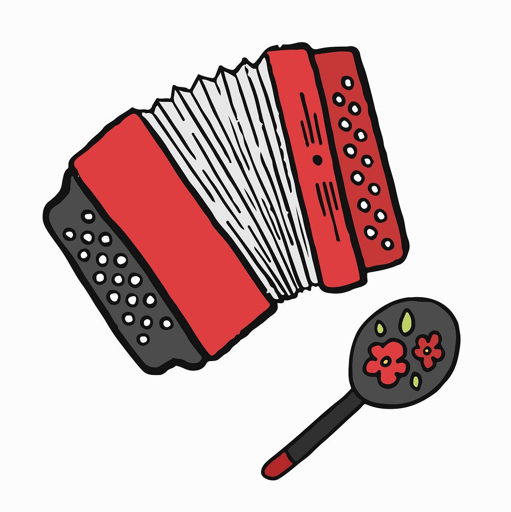 Russian accordion and maraca illustration