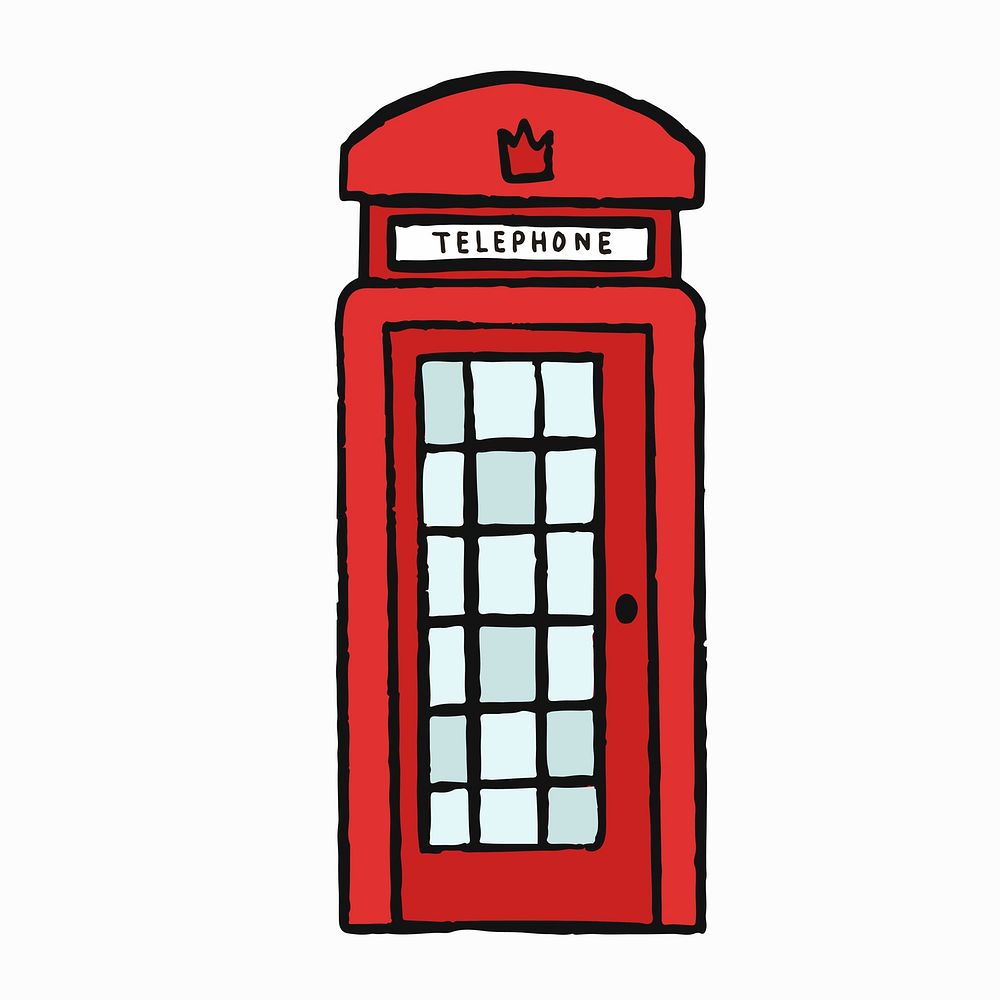 Classic UK red telephone box illustration