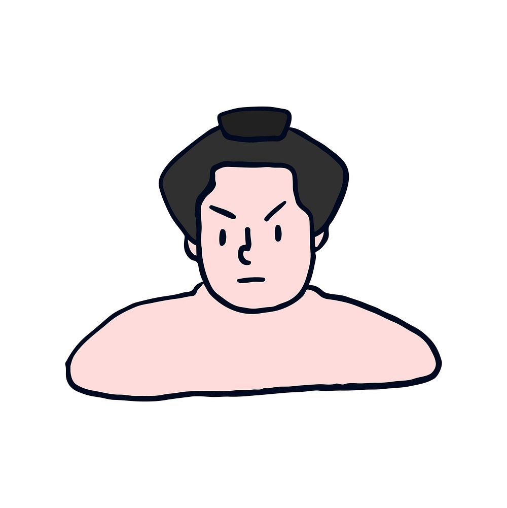 Serious Japanese sumo wrestler Illustration