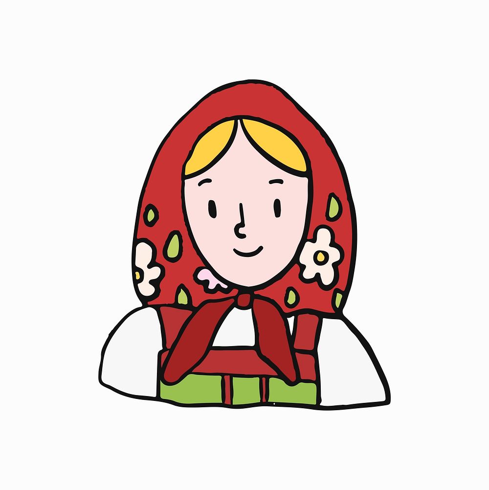 Traditional Russian woman wearing a scarf