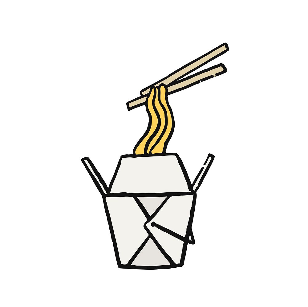Chow mein, Chinese stir-fried noodles illustration