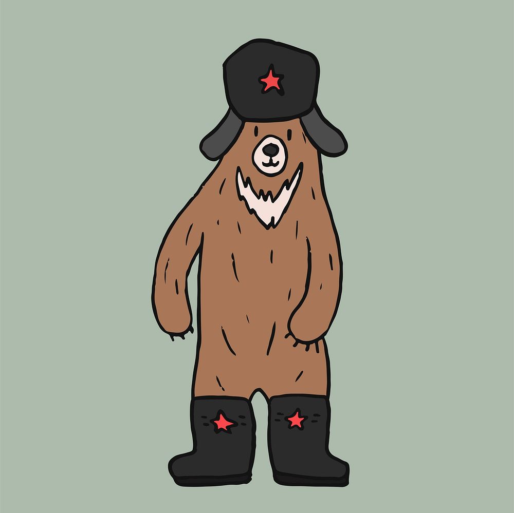 Soviet bear cartoon graphic illustration