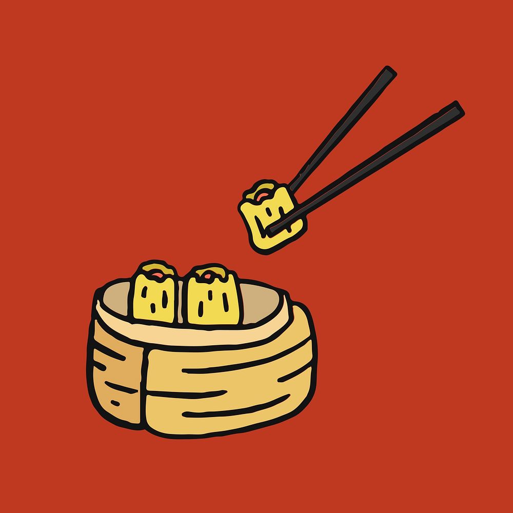 Dim sum, Chinese cuisine menu illustration