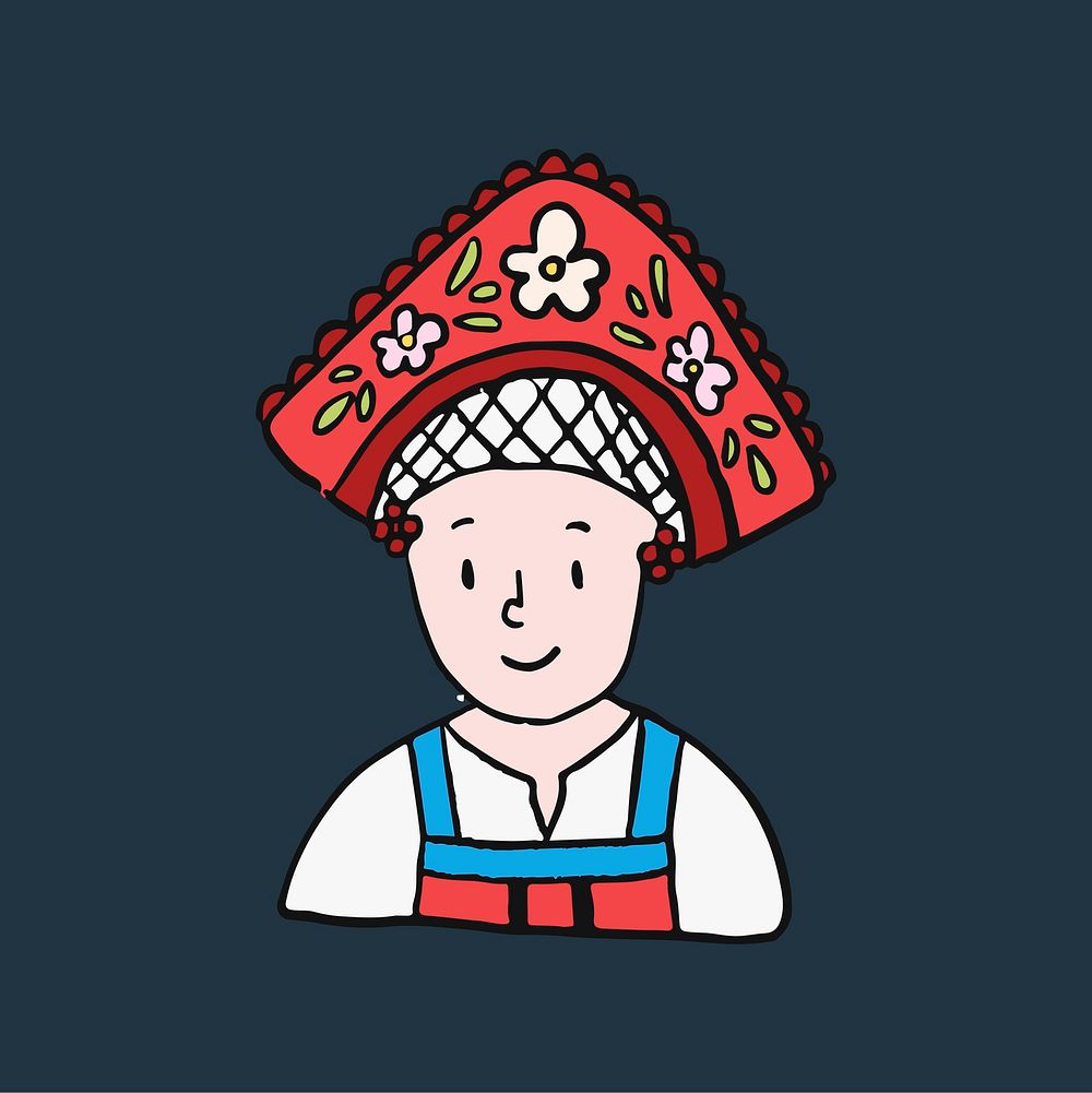 Russian woman in traditional dress illustration