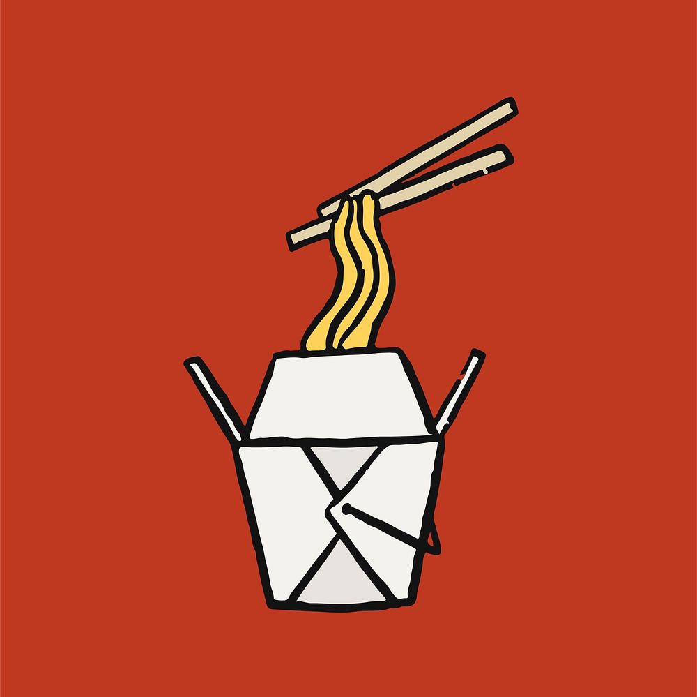 Chow mein, Chinese stir-fried noodles illustration