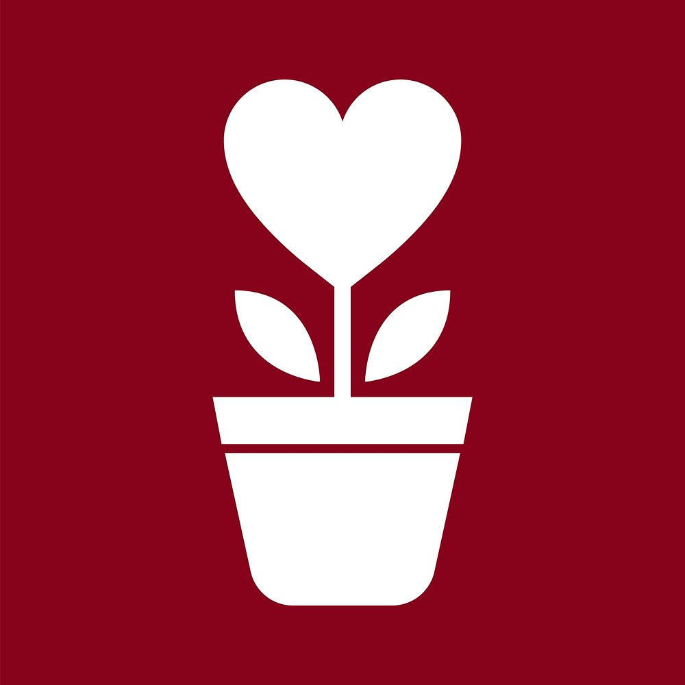 Isolated heart flower in a pot icon