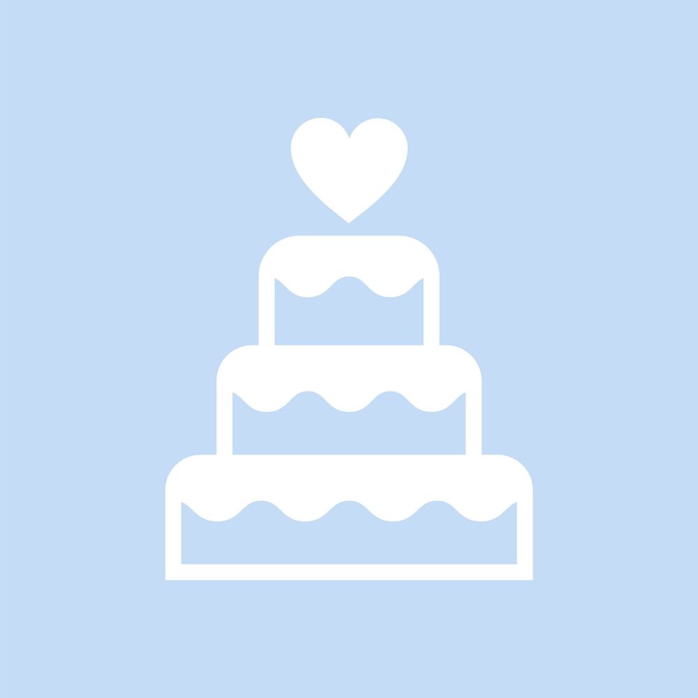 Three-tiered wedding cake graphic illustration
