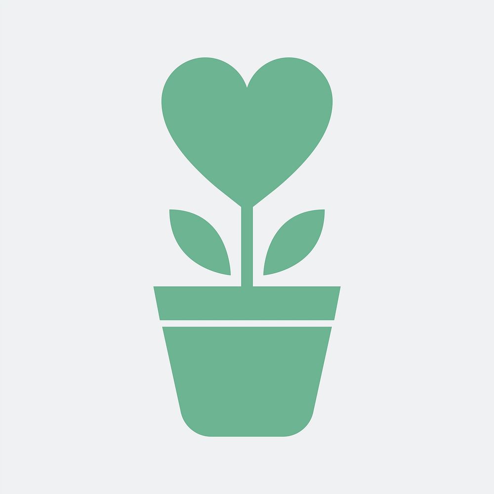 Isolated heart flower in a pot icon