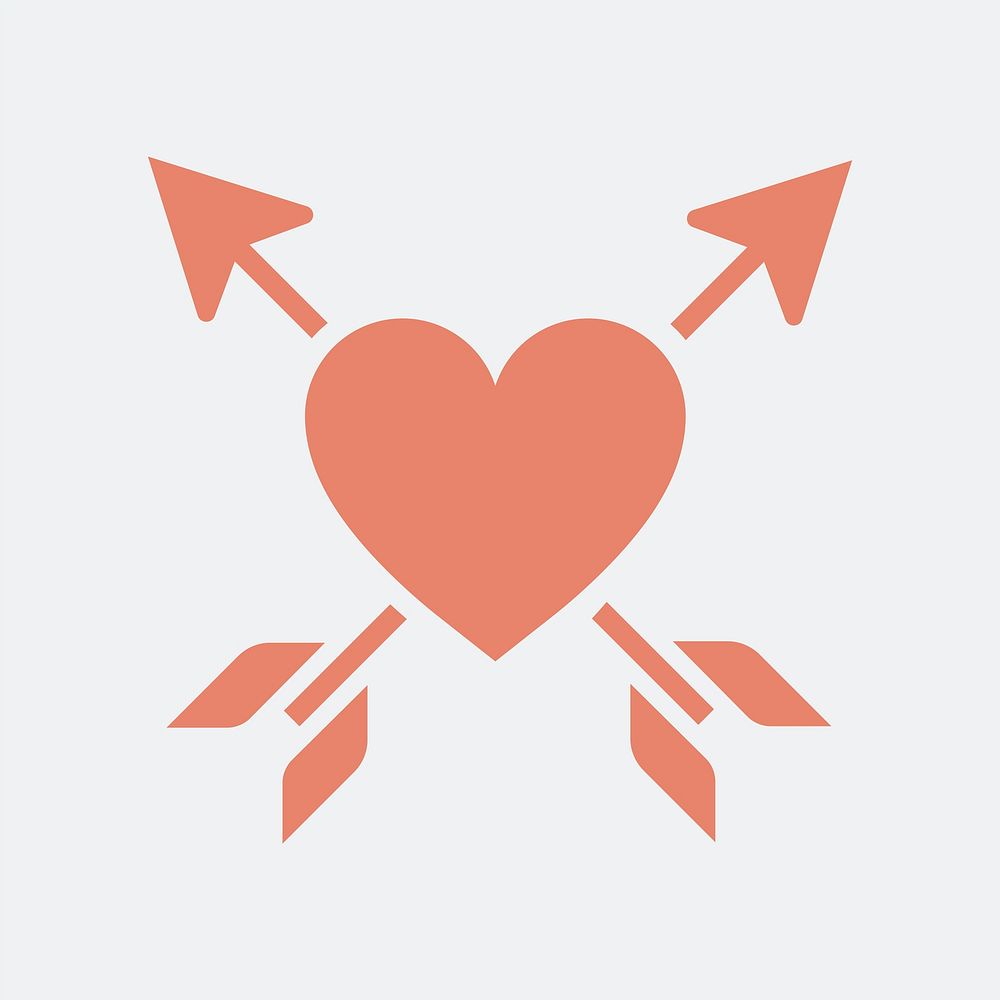 Heart pierced with two arrows graphic illustration