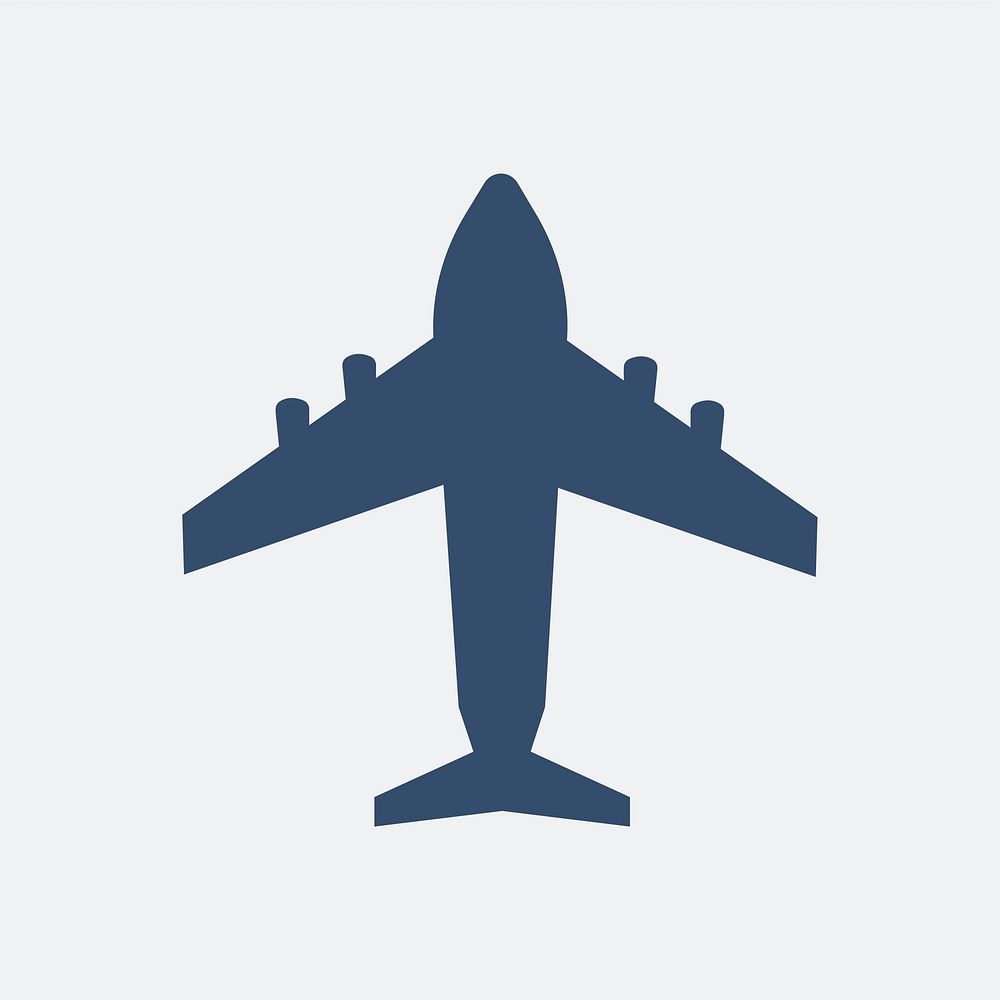 Blue airplane icon on white background