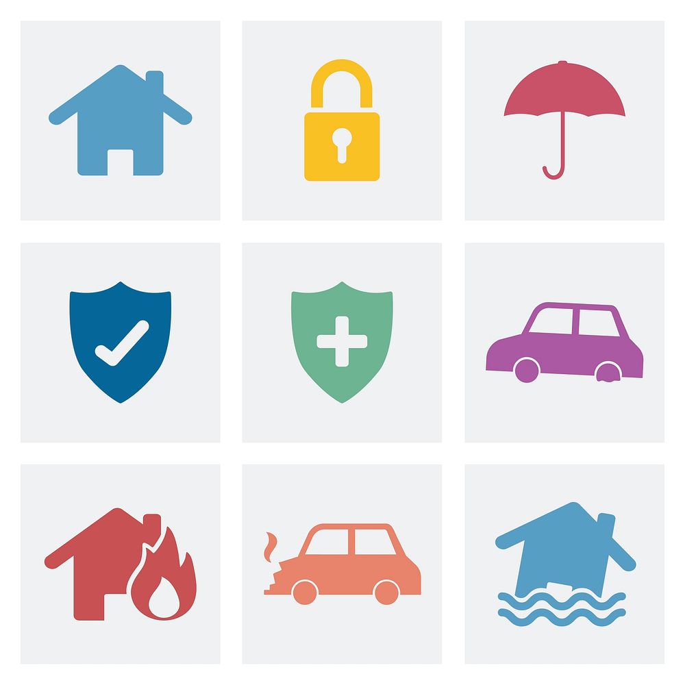 Set of home security icons illustration