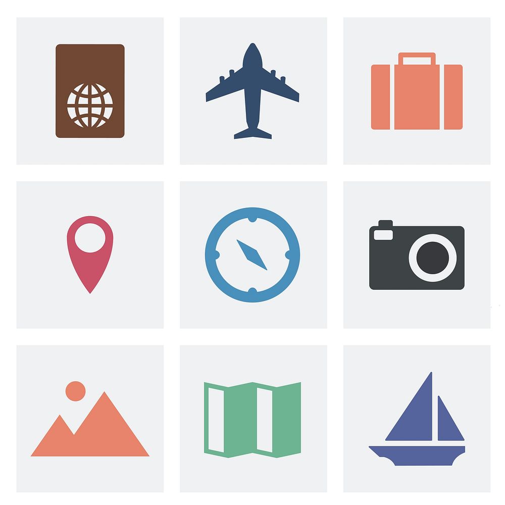 Collection of travel icons illustration