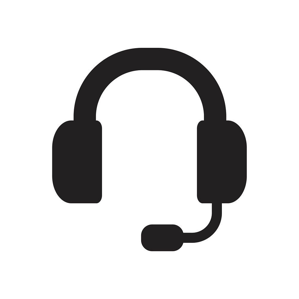 Isolated black headphones icon on white background