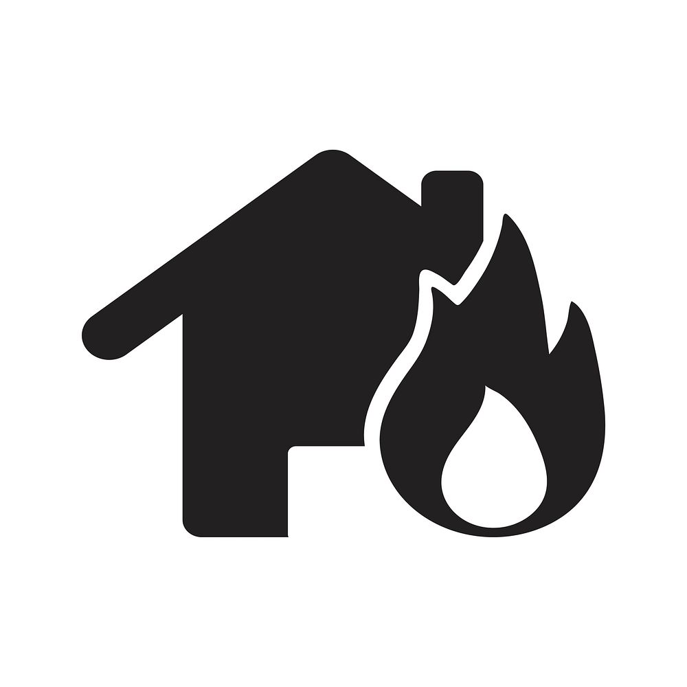 Burning house disaster icon illustration