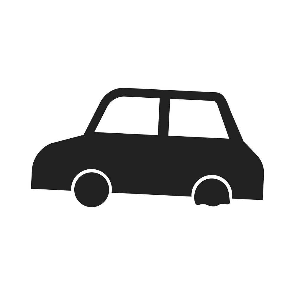 Car with punctured tire illustration