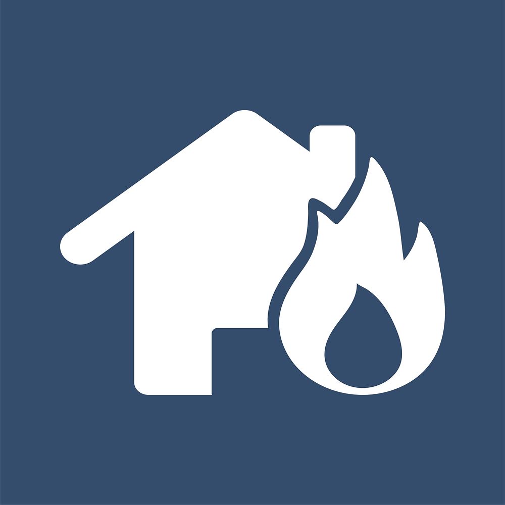 House burning disaster icon illustration