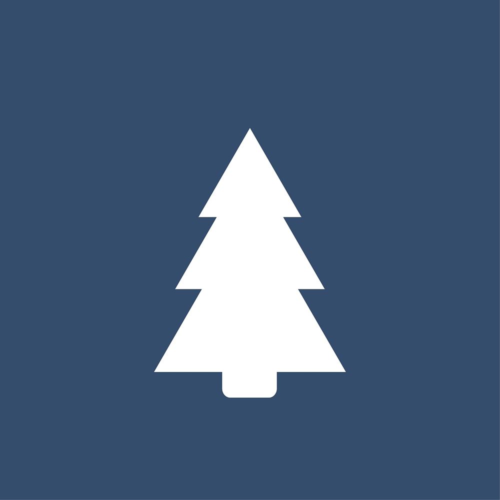 Christmas tree icon on blue background