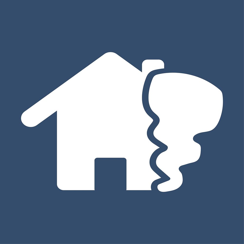 House being damage by storm icon