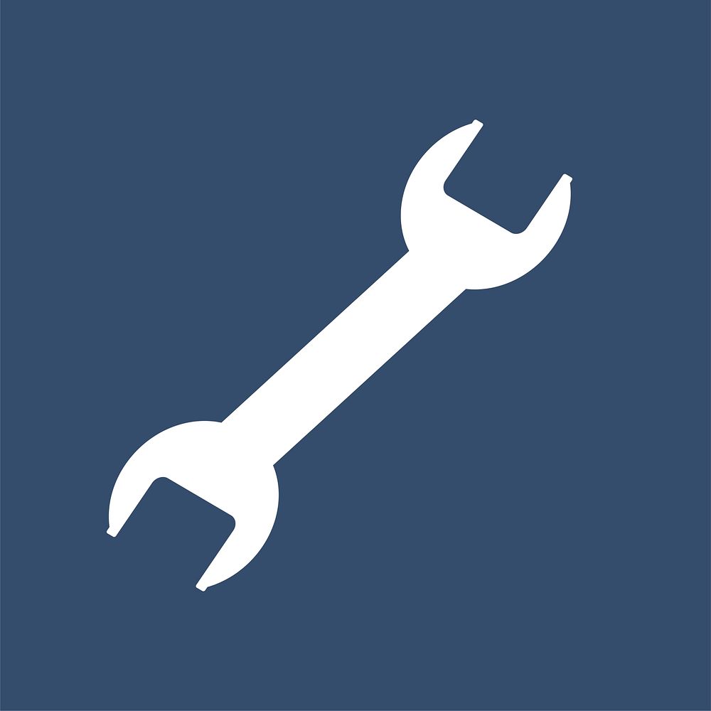 Isolated wrench icon on blue background