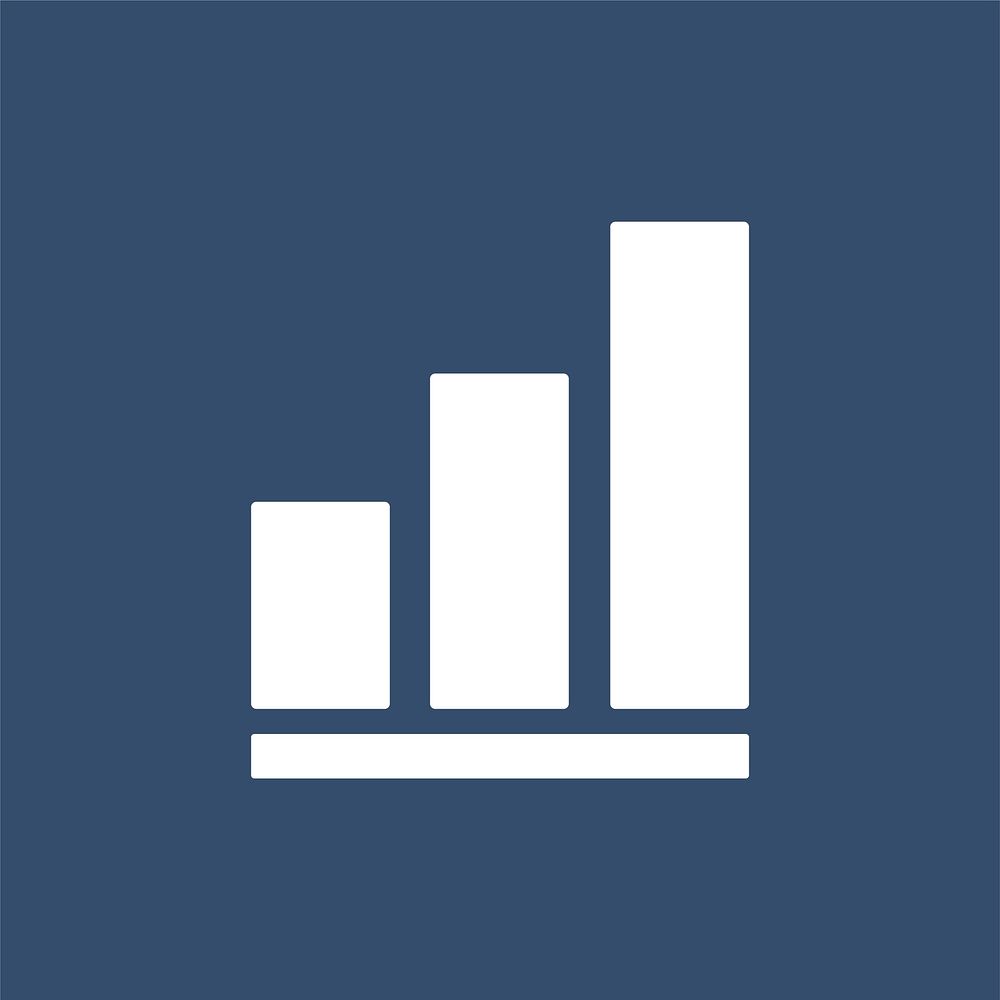 Isolated bar chart icon on blue background