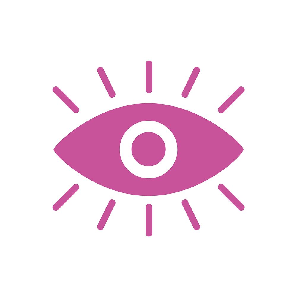 A pink eye graphic icon