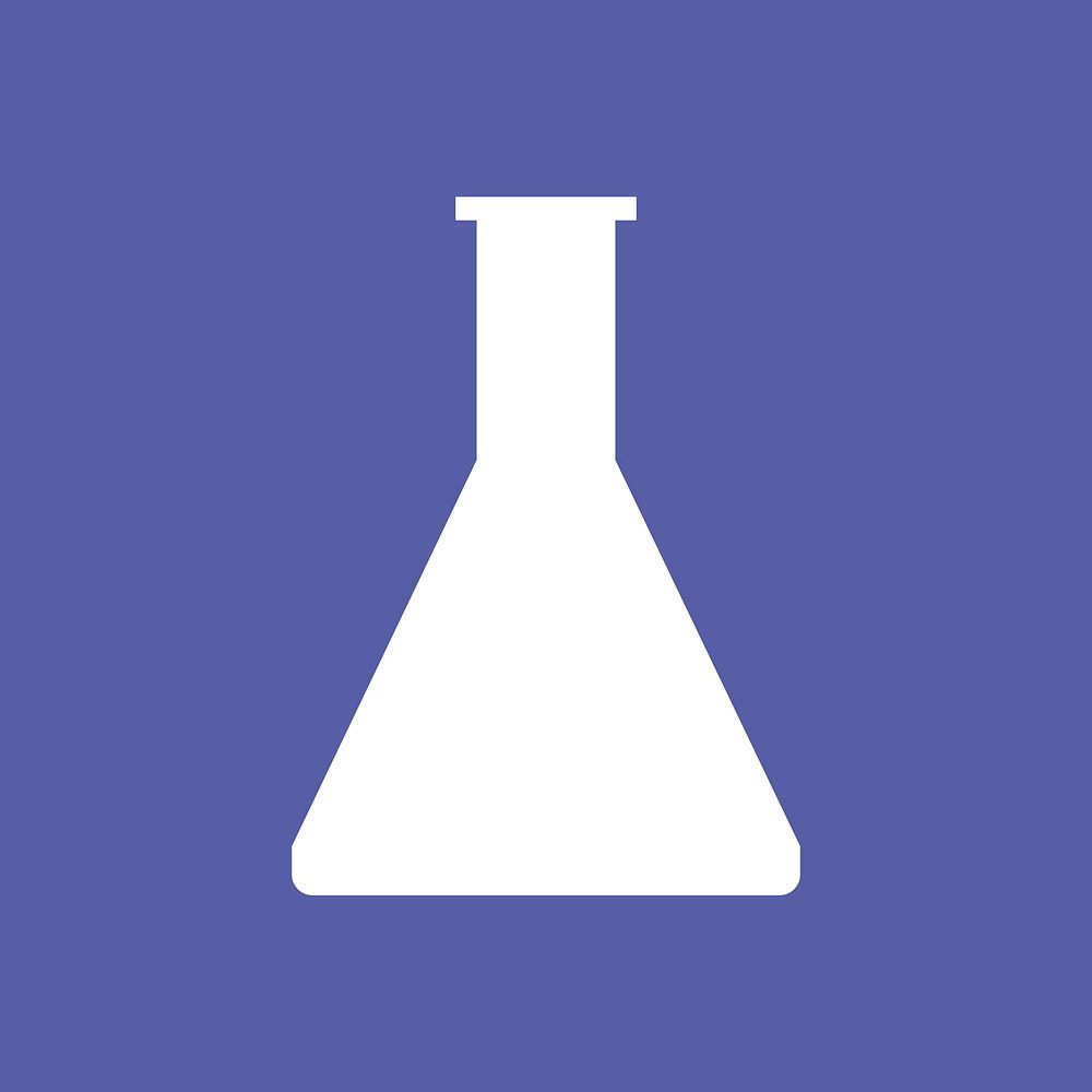 A scientific flask on purple background