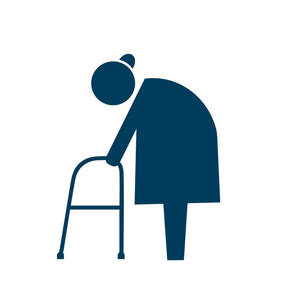 Elderly with walker icon pictogram illustration