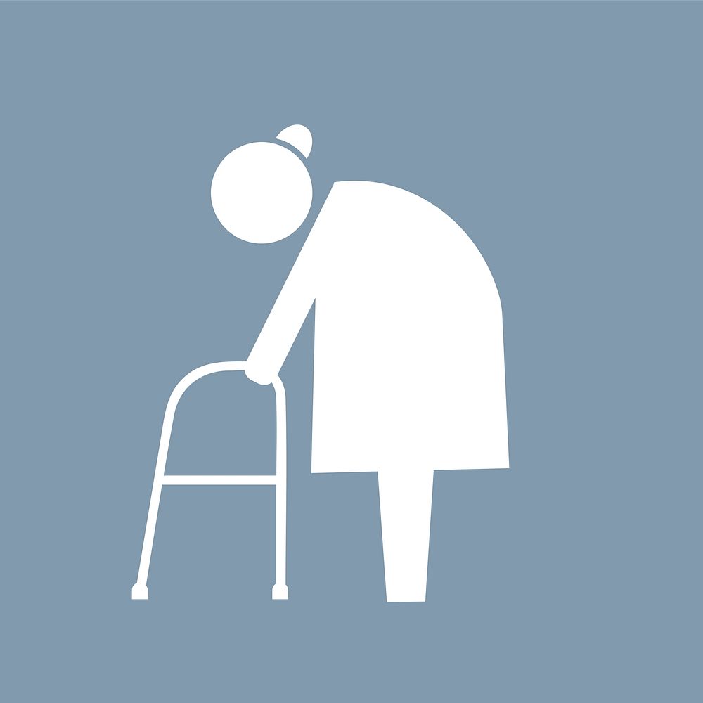 Elderly with walker icon pictogram illustration