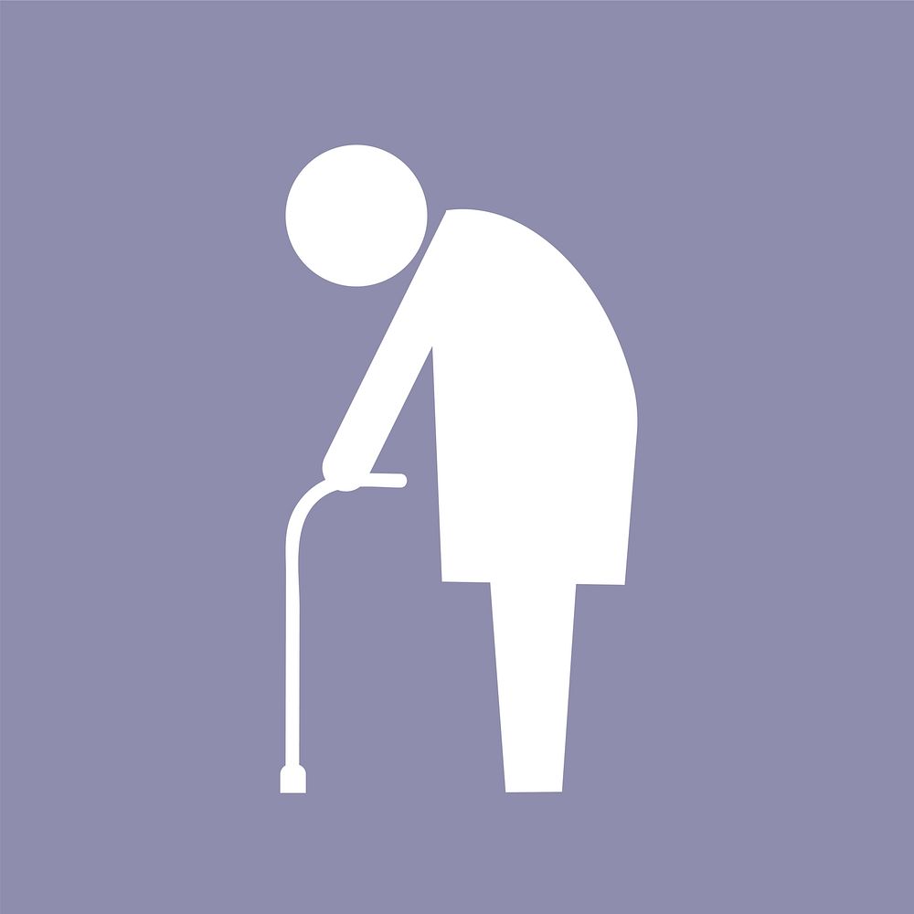 Elderly with cane icon pictogram illustration