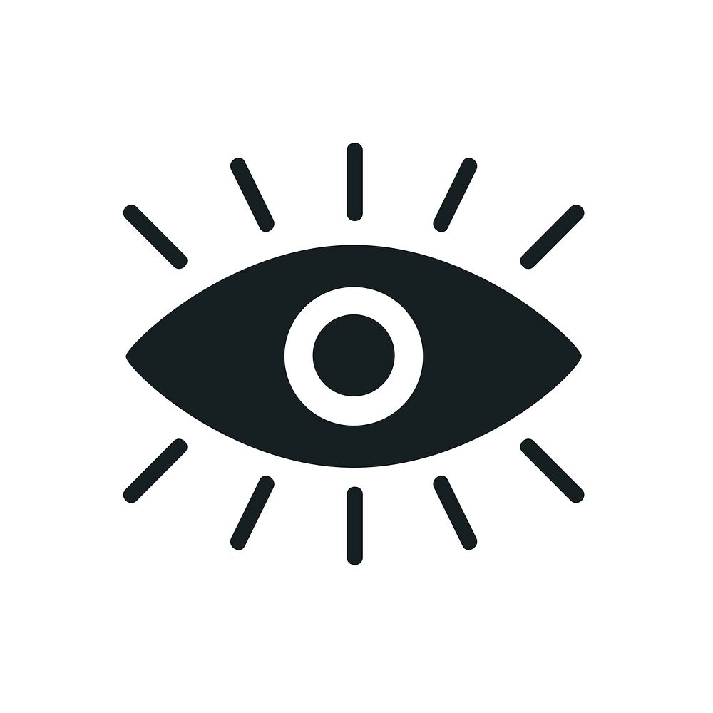 A black eye graphic icon on white background