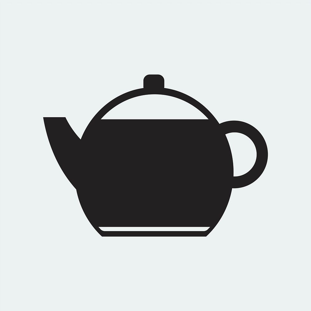 Black plain teapot icon illustration