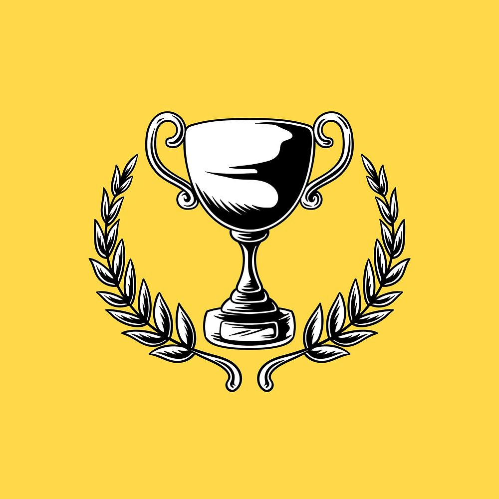 Trophy or cup with leaves illustration