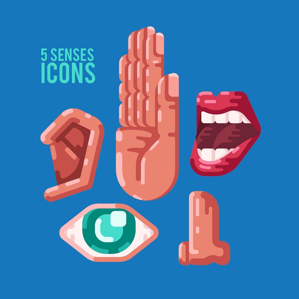 Human 5 senses icons illustration