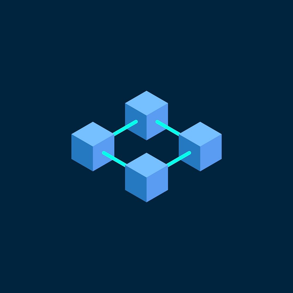 Blue block chain icon illustration