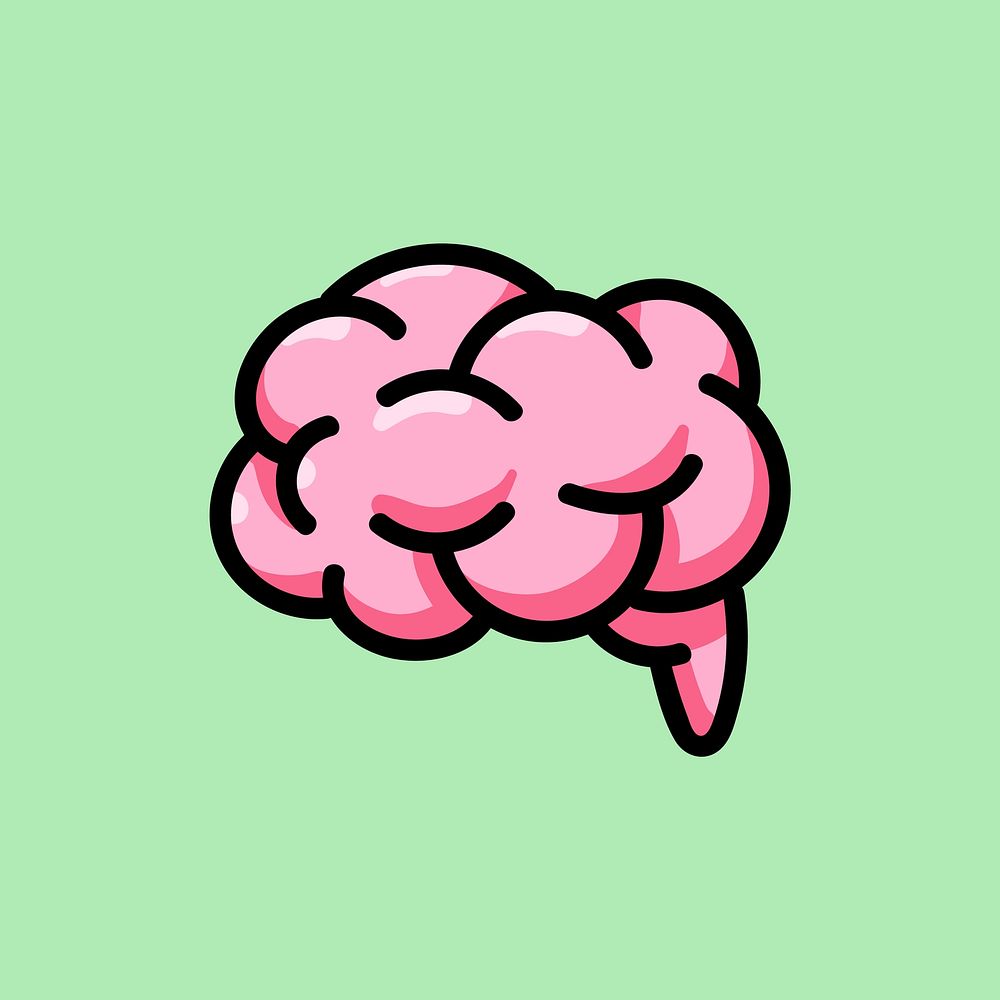 Pink human brain icon illustration