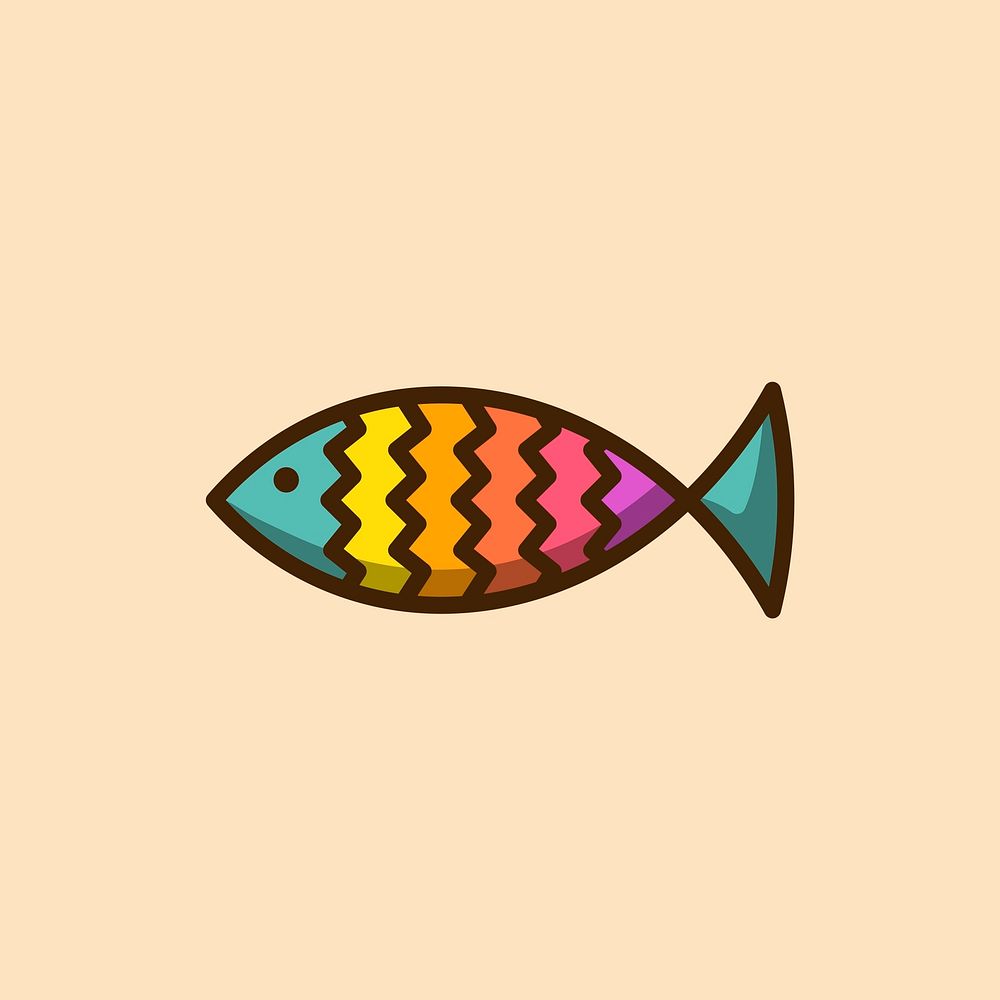Colorful fish simple shape icon