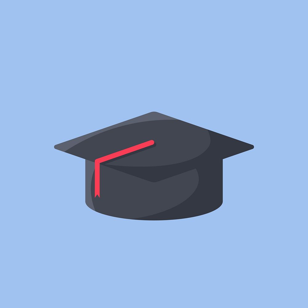 Black graduation cap icon illustration