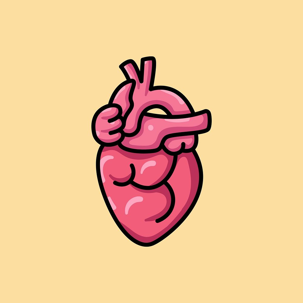 Pink human heart icon illustration
